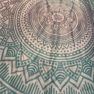 Teal and White Mandala Tapestry